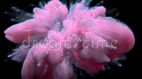 粉红色的蓝色爆发出五颜六色的烟雾粉末爆炸出油微粒视频的预览图