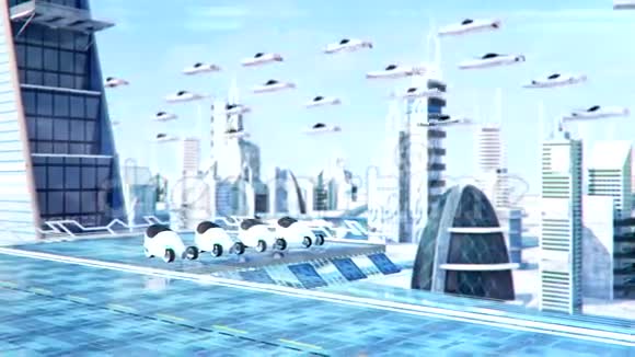 未来科幻城市街景3d数字渲染插图视频的预览图