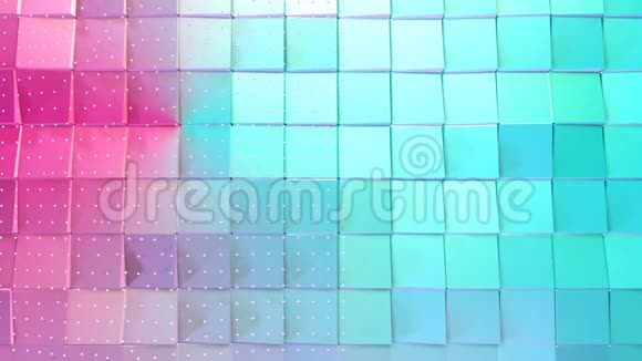 摘要简单的蓝色粉红色低聚三维表面和飞行白色晶体作为简单的背景软几何低聚视频的预览图
