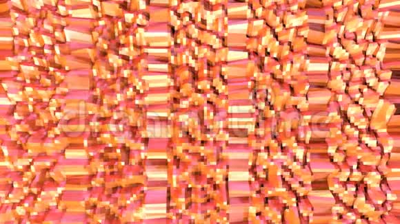 摘要简单的粉红色橙色低聚三维表面作为分形环境软几何低聚运动背景视频的预览图