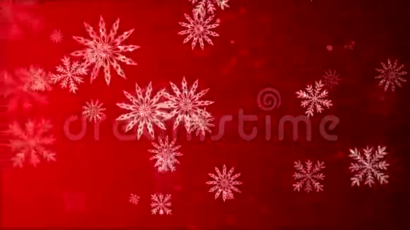 雪花落在红色背景上的视频动画视频的预览图