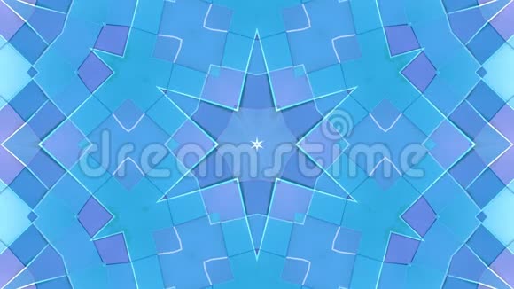 对三维几何几何形式和形状的循环动画进行了变换低聚风格蓝色构图视频的预览图