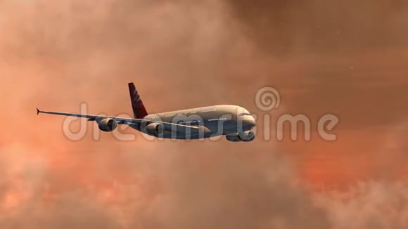 空客A380日落飞行近景跟踪拍摄视频的预览图