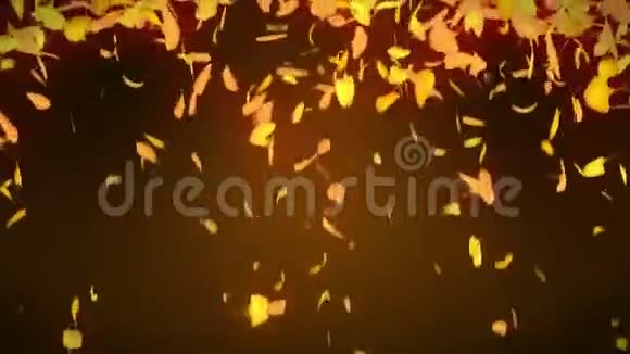秋叶飘落秋叶五彩纸屑CG银杏循环动画美丽的秋天橙色背景视频的预览图