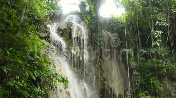 美丽的热带瀑布菲律宾宿务岛视频的预览图