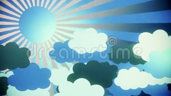 抽象的太阳在蓝色与云视频的预览图