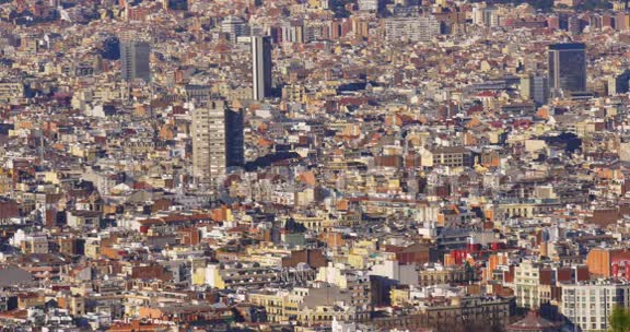 巴塞罗那阳光明媚的一天城市全景4k西班牙视频的预览图