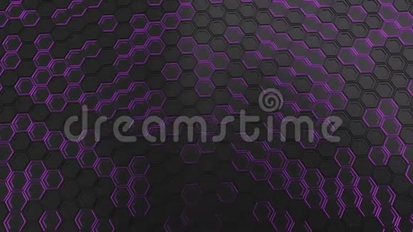 紫光黑色六边形的墙视频的预览图