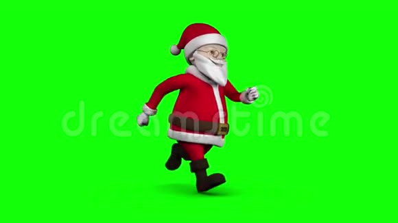 卡通圣诞老人在绿色背景上奔跑视频的预览图