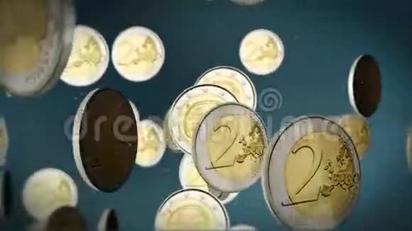 欧元硬币飞扬股票画面视频的预览图