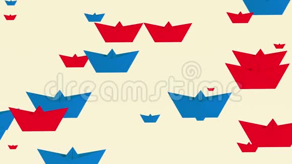 蓝色和红色的纸船白色视频的预览图