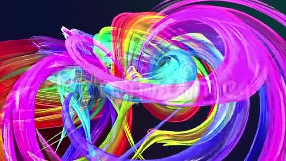抽象透明丝带在运动中作为无缝创意背景五颜六色的条纹在圆形的形成中扭曲视频的预览图