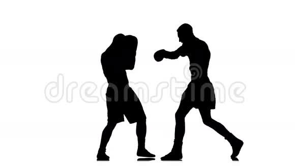 运动员训练剪影两个拳击手视频的预览图