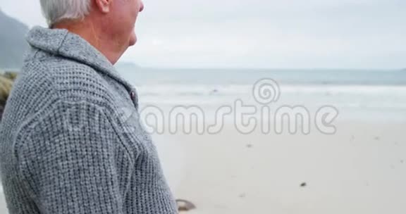 年长夫妇在海滩上互相拥抱视频的预览图