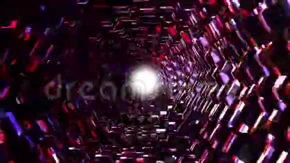 飞行通过3d彩色多角尺度隧道背景新质量运动图形动画酷酷漂亮视频的预览图