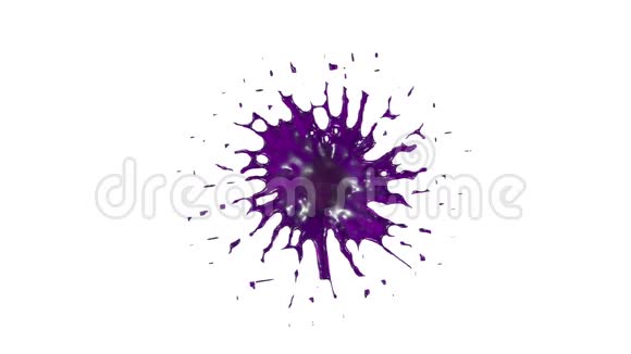 美丽的喷泉喷射液体像紫罗兰汁白色背景上的3D与阿尔法通道使用阿尔法掩码最上面的视频的预览图