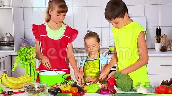 孩子们在厨房做饭视频的预览图