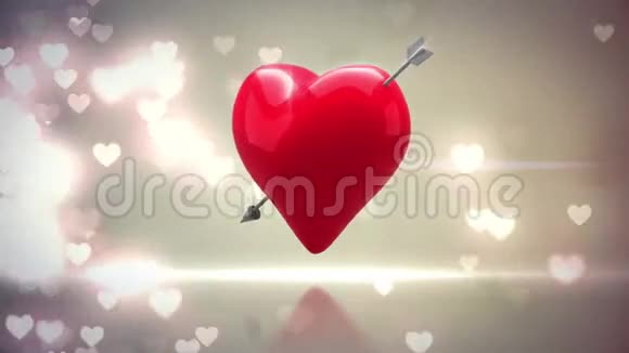 红色的心与箭头转向闪闪发光的背景视频的预览图