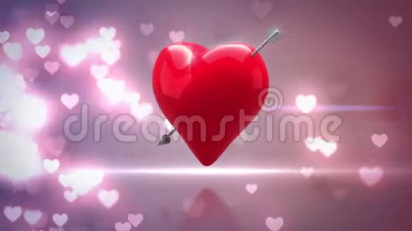 红色的心与箭头转向闪闪发光的背景视频的预览图