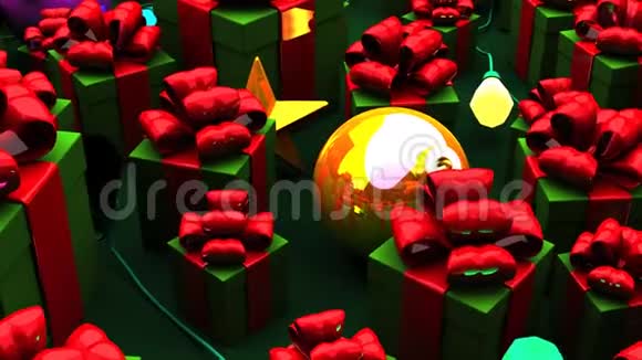 绿色背景下的圣诞礼品盒视频的预览图