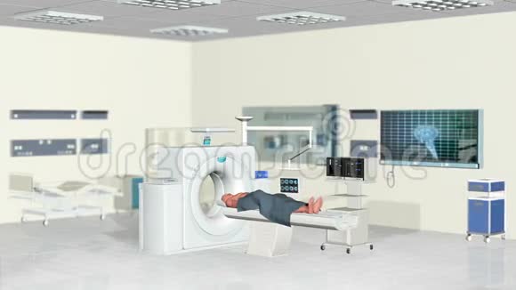 医院房间的核磁共振扫描摄像机扫描库存录像视频的预览图