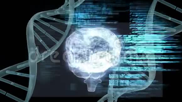 人脑与DNA螺旋的数字合成视频的预览图