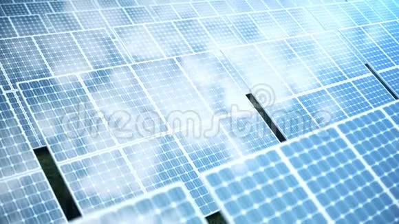 3D染太阳能发电技术替代能源蓝天太阳能电池板组件视频的预览图
