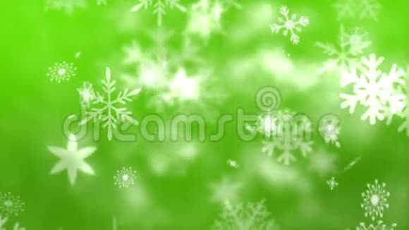 绿色背景上的雪花视频的预览图