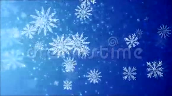 蓝色背景下雪花的视频动画视频的预览图