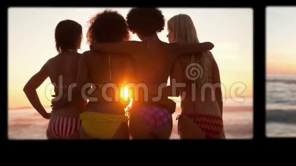 朋友们站在海滩上视频的预览图