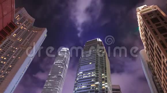 香港市区建筑物夜间时间推移视频的预览图
