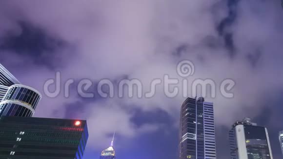 香港市区建筑物夜间时间推移视频的预览图