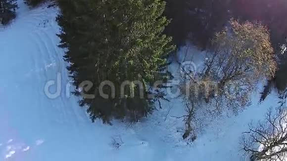 奥地利萨尔茨堡阿尔卑斯山的滑雪谷空中视频的预览图