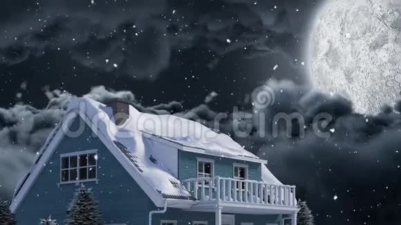 带雪的视频构图夜间带雪冬季带景视频的预览图