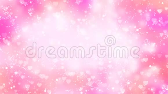 粉红色的心出现在闪亮的背景上情人节节日抽象循环动画视频的预览图