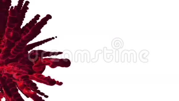 墨水滴红色墨水螺栓油漆体积影响墨水在水或大量烟雾在空气中与合成的VFX视频的预览图