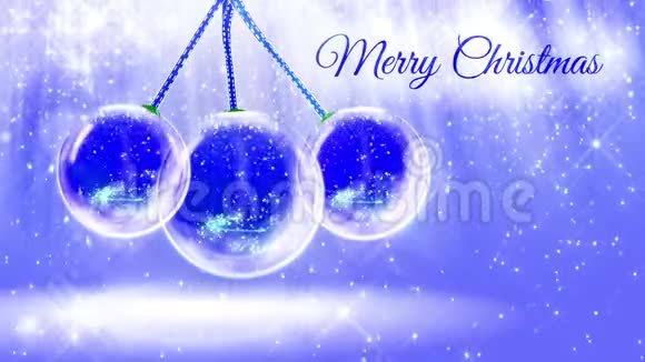 由闪闪发光的微粒和在雪花中闪闪发光的3d圣诞树为圣诞快乐提供明亮的组成视频的预览图