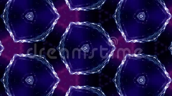 粒子的复杂蓝色组成形成周期性结构以粒子为科幻背景的三维循环动画视频的预览图