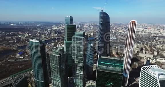 莫斯科市空中拍摄城市景观视频的预览图