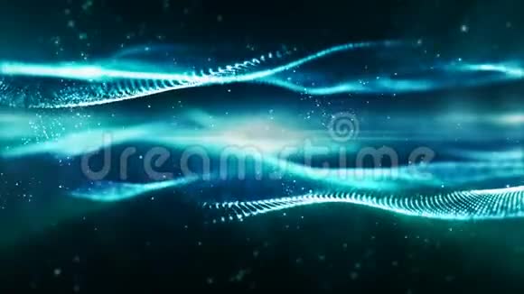 数字蓝色粒子波网格运动抽象背景视频的预览图