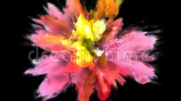 彩色爆炸彩色黄粉色烟雾爆炸流体粒子阿尔法哑光视频的预览图