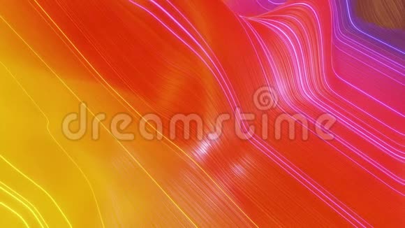 美丽的抽象的表面波浪背景红色的黄色渐变挤压线条作为条纹织物表面视频的预览图