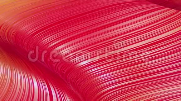 美丽的抽象的表面波浪背景红色的黄色渐变挤压线条作为条纹织物表面视频的预览图