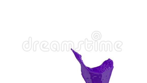 紫罗兰色油漆飞溅在空气中以缓慢的运动与阿尔法通道使用阿尔法面具卢玛哑光彩色液体飞舞视频的预览图