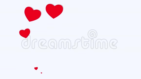 白色背景的浪漫红心动画视频的预览图
