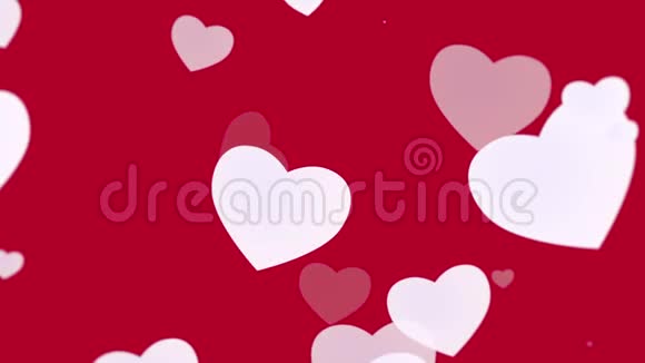 红色背景的浪漫白心动画视频的预览图