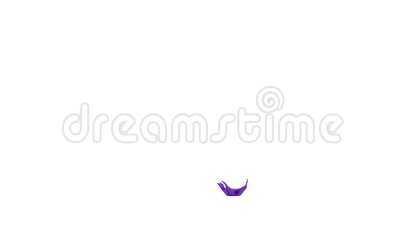 紫罗兰色油漆飞溅在空气中以缓慢的运动与阿尔法通道使用阿尔法面具卢玛哑光彩色液体飞舞视频的预览图