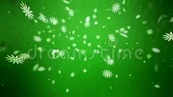 雪花飘落在绿色背景上的视频动画视频的预览图