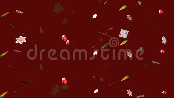 循环圣诞饼干雨坠落饼干圣诞节背景视频的预览图
