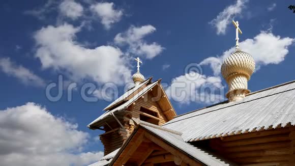 俄罗斯莫斯科的现代木制东正教教堂视频的预览图
